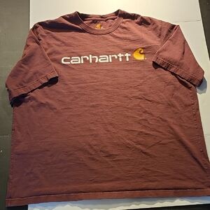 Carhartt Men's Maroon T-Shirt with Logo